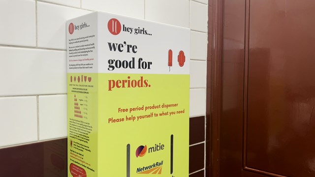 Birmingham railway stations to provide free sanitary products: Free sanitary towel and tampon vending machine at Birmingham Moor Street station copy