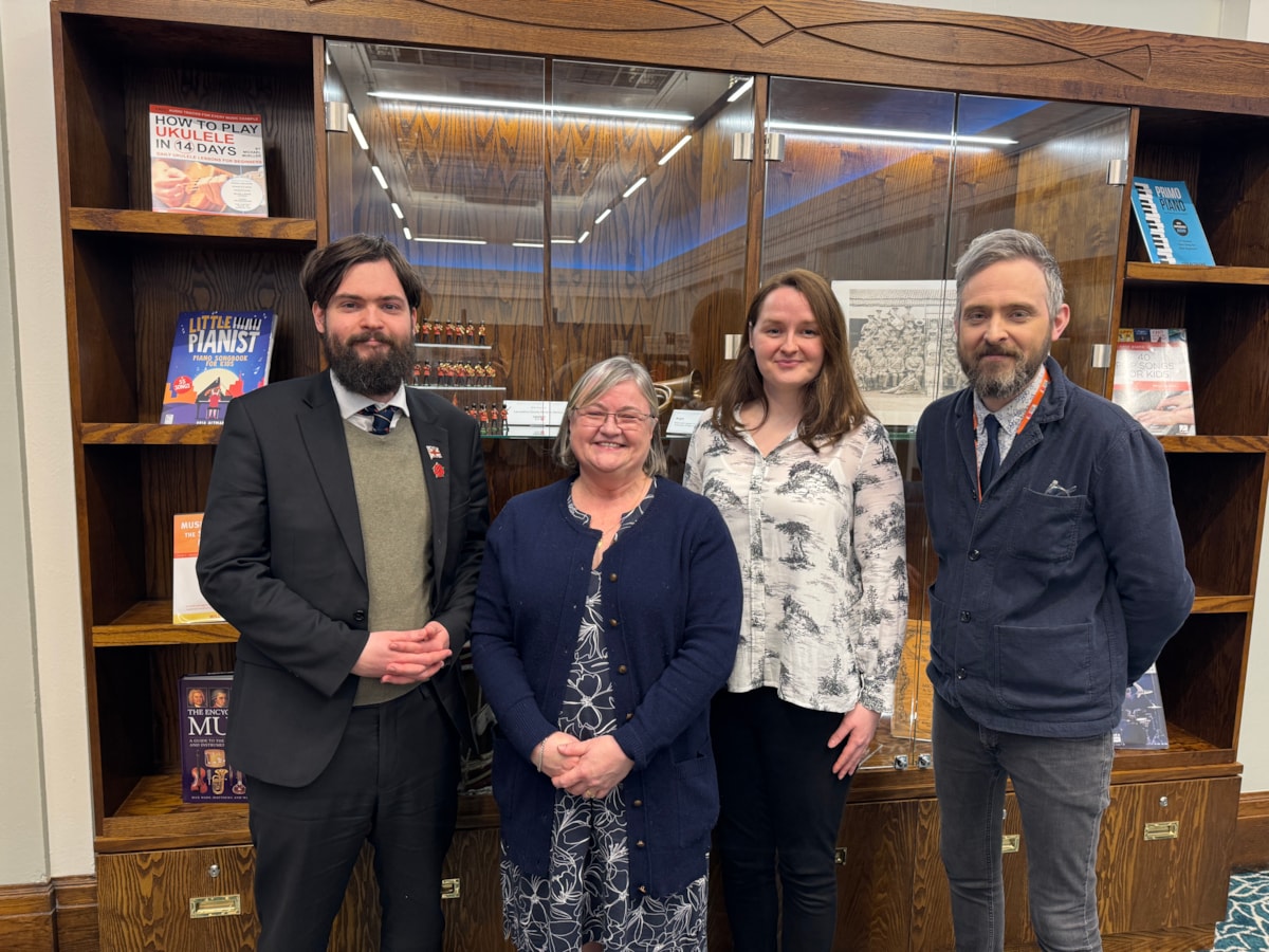 Cllr Salter, Marian Taylor, Laura Wood (library officer) & David Ridehalgh (library officer)