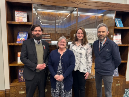 Cllr Salter, Marian Taylor, Laura Wood (library officer) & David Ridehalgh (library officer)