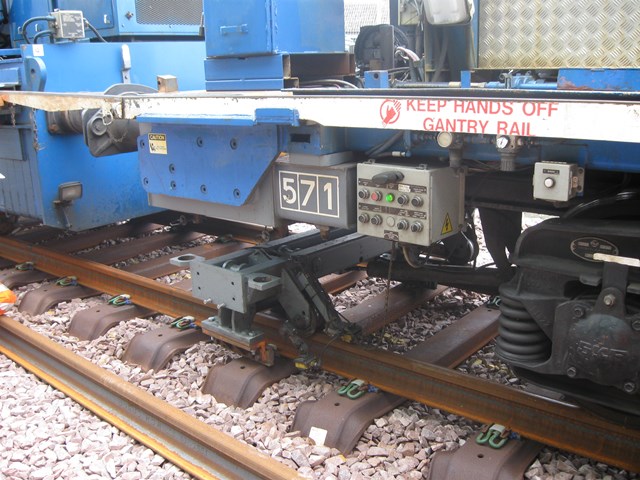 Track laying machine working on Airdrie-Bathgate line_3: The 200 tonne NTC track-laying machine has completed two tracks between Airdrie and Blackridge