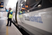 Dispatching a train at London Bridge station: Dispatching a train at London Bridge station