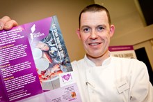 Heb pic 1: James MacKenzie, chef proprietor of Digby Chick in Stornoway, with the new Eat Drink Hebrides trail leaflet