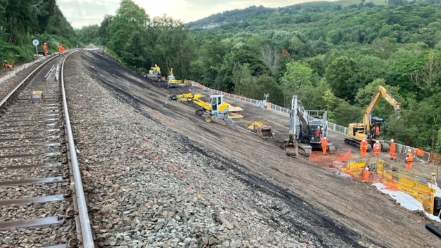 Work to repair railway earthworks continues in New Mills: New Mills-4