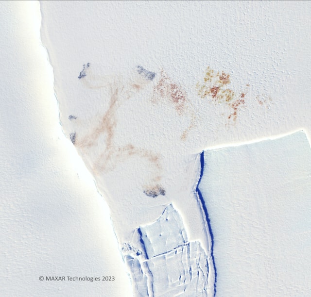 Drescher emperor penguin colony. Satellite image ©2025 Maxar Technologies.