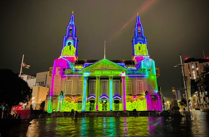 Light Night 2022: LUX at Leeds Civic Hall, one of 50 stunning illuminated installations which transformed Leeds city centre during one of the country's biggest annual arts events.