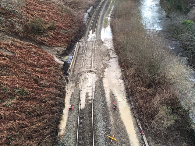 Passengers advised to check before travelling following heavy rain in Wales and Borders: Landslip at Dinas Rhondda caused by heavy rain - 21January 2018