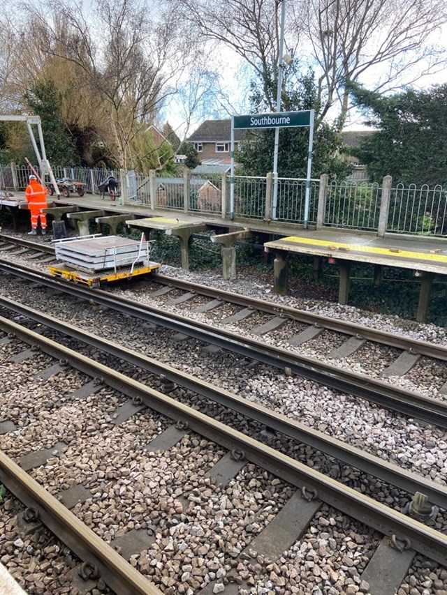 New platform slabs delivered to Southbourne station