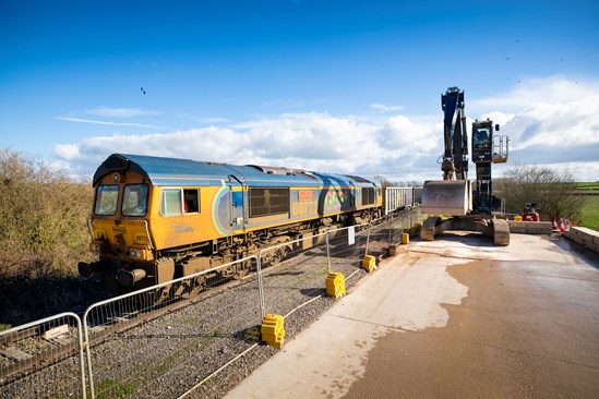 Train arrives at Quainton railhead Feb 2024
