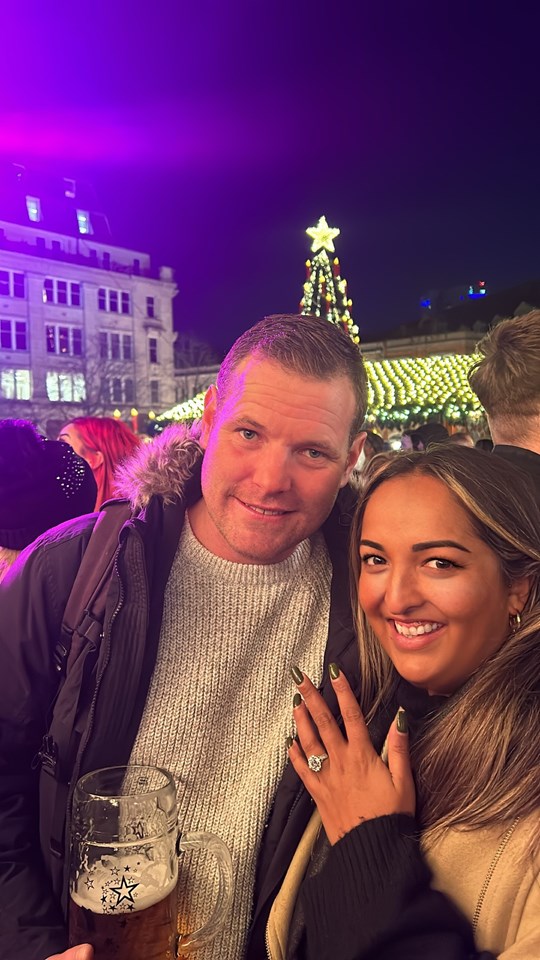 The happy couple after she had said yes enjoying the Birmingham Christmas markets