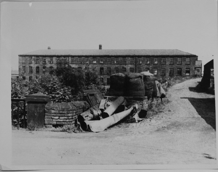 Song of the Female Textile Workers: Armley Mills with wool bales c1950s or 60s