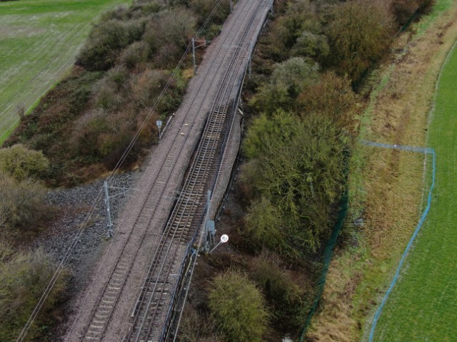 Landslip site at Old Dalby Test Track, Network Rail