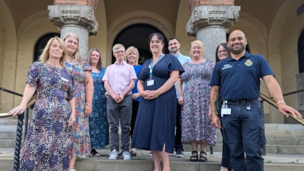 The former Mayor of Dudley, Cllr Andrea Goddard, with representatives from the charities she raised more than £35,000 for during her year in office