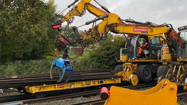 One month to go: Work set to continue next month to improve the reliability of a key commuter line between London Waterloo and Portsmouth: Portsmouth Direct Upgrade picture of engineering train