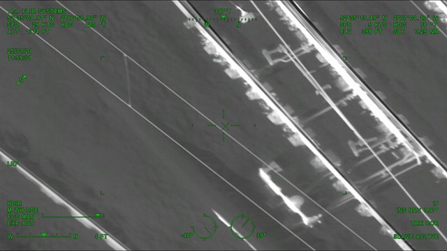 Thermal image of heated section of track at Wolverhampton station - Credit: Network Rail Air Operations team