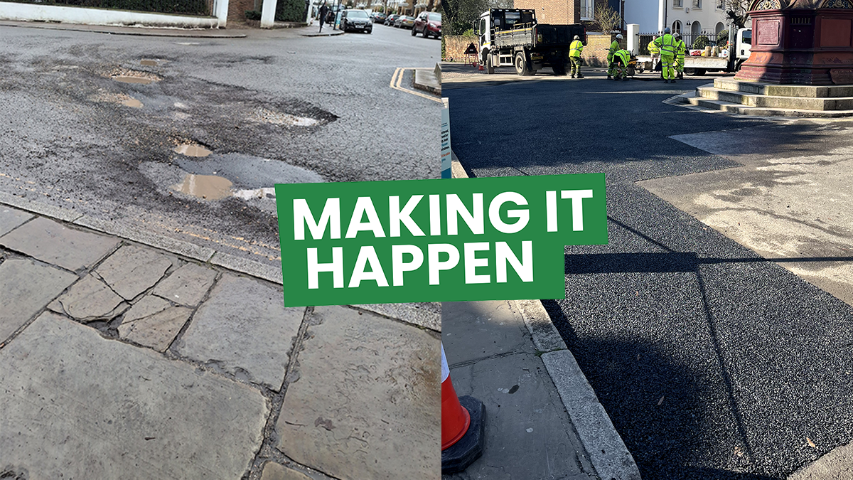 Pot holes being filled in Islington. Making it happen for local people