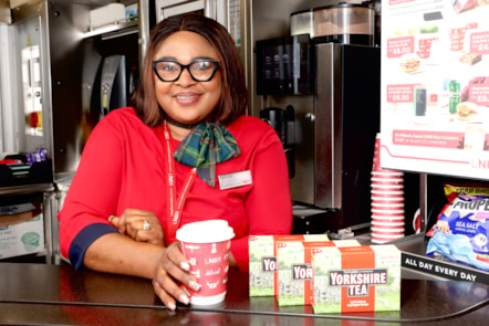 LNER Colleague with Yorkshire Tea Ahead of Yorkshire Day