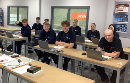 Image shows engineering apprentices in the classroom