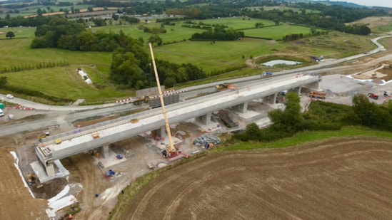 HS2 celebrates first completed viaduct: 240829 EKFB HS2 HighfurlongBrookDrone 002