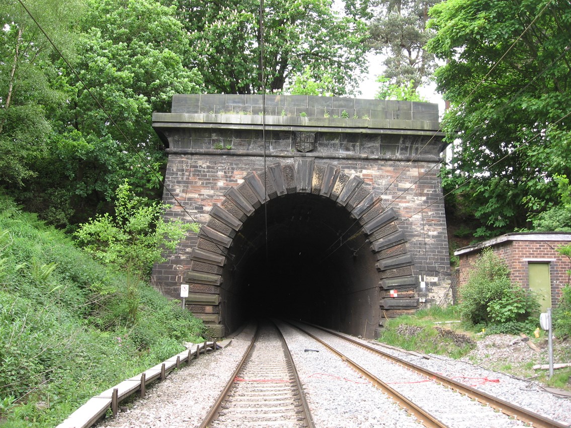 Shugborough Tunnel: Shugborough Tunnel pictured after the work to relay the track and improve the drainage.