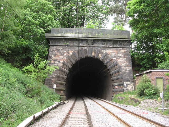 Shugborough Tunnel: Shugborough Tunnel pictured after the work to relay the track and improve the drainage.