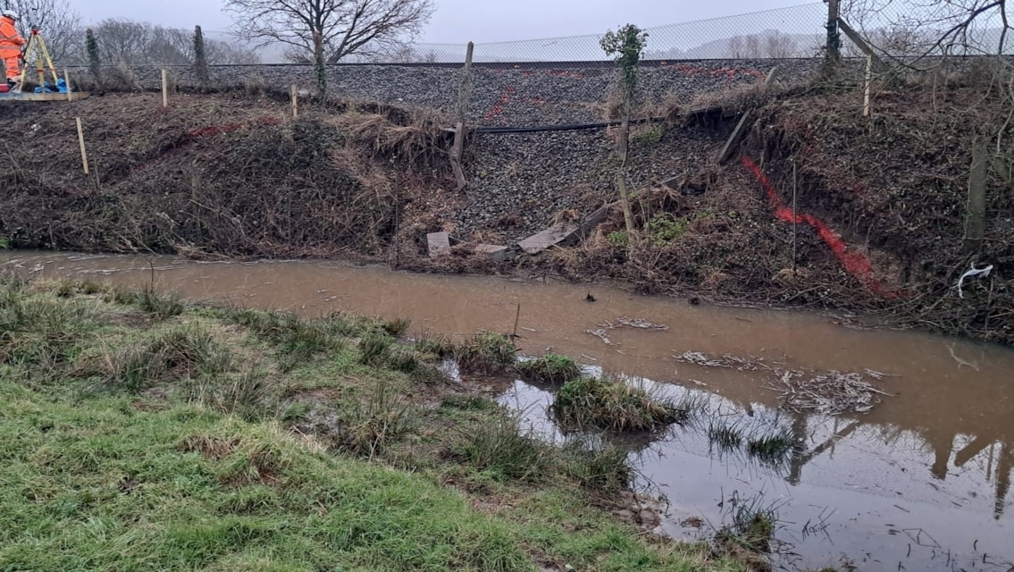DEVON: Emergency works to repair a landslip in Axminster mean buses replace trains between Crewkerne and Exeter on 17-18 January: Axminster landslip