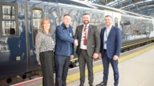 Southeastern and SWR are working together to champion safeguarding on our railways. Pictured- Jacqui Turner, workforce safeguarding coordinator at SWR, Mark Sutton, safeguarding manager at Southeastern,  Dan O’Riordan, head of security and safety assurance at SWR and Grant Robey, crime and security manager at SWR: Southeastern and SWR are working together to champion safeguarding on our railways. Pictured- Jacqui Turner, workforce safeguarding coordinator at SWR, Mark Sutton, safeguarding manager at Southeastern,  Dan O’Riordan, head of security and safety assurance at SWR and Grant Robey, crime and security manager at SWR