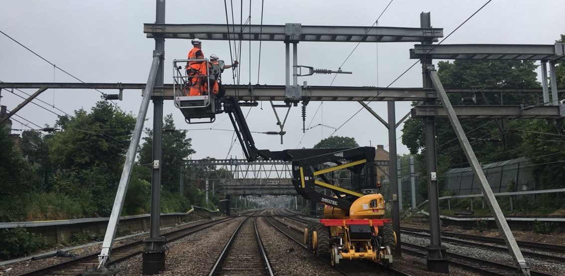 Essential upgrades completed on Norwich to London rail line: Ilford to Maryland OLE renewals GEML 8-2