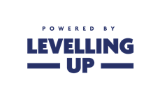 LevelUp lockup RGB blue on white EN