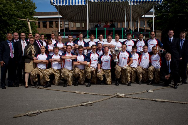 NETWORK RAIL TRIPLE TRIUMPH OVER ARMED FORCES: Network Rail's winning apprentice team at the annual Junior Leaders Field Gun Competition