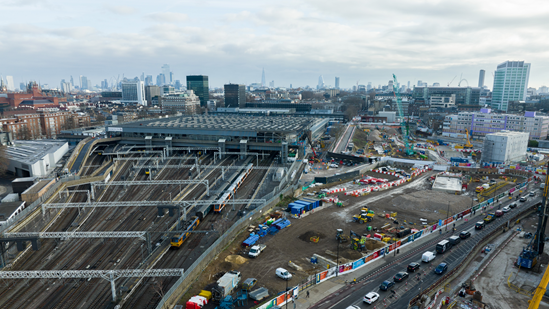 Aerial view of HS2's London Euston station works, January 2023 1