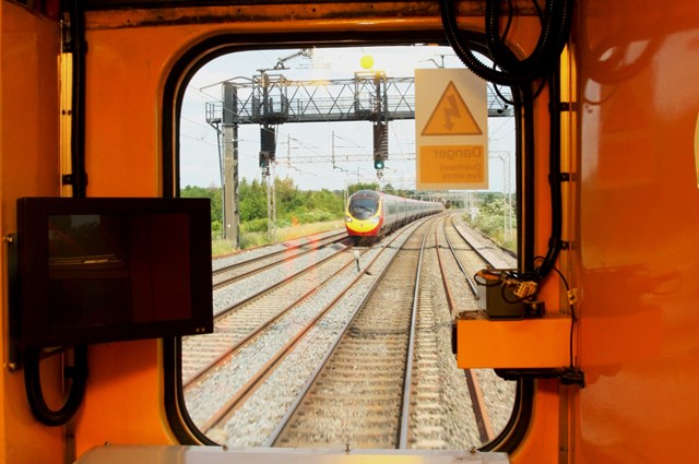 ERTMS testing takes off: The second ERTMS screen in the cab of 313121 on test on the WCML