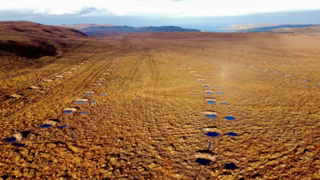 Aerial view of peatland restoration work at Armadale Farm, Caithness - credit NatureScot-Peatland ACTION