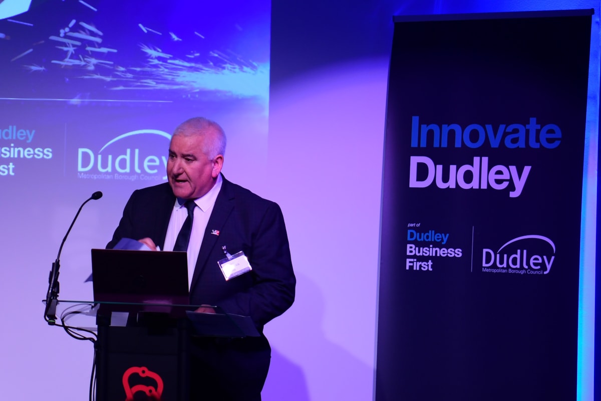 Cllr Patrick Harley speaking at the Innovate Dudley Expo