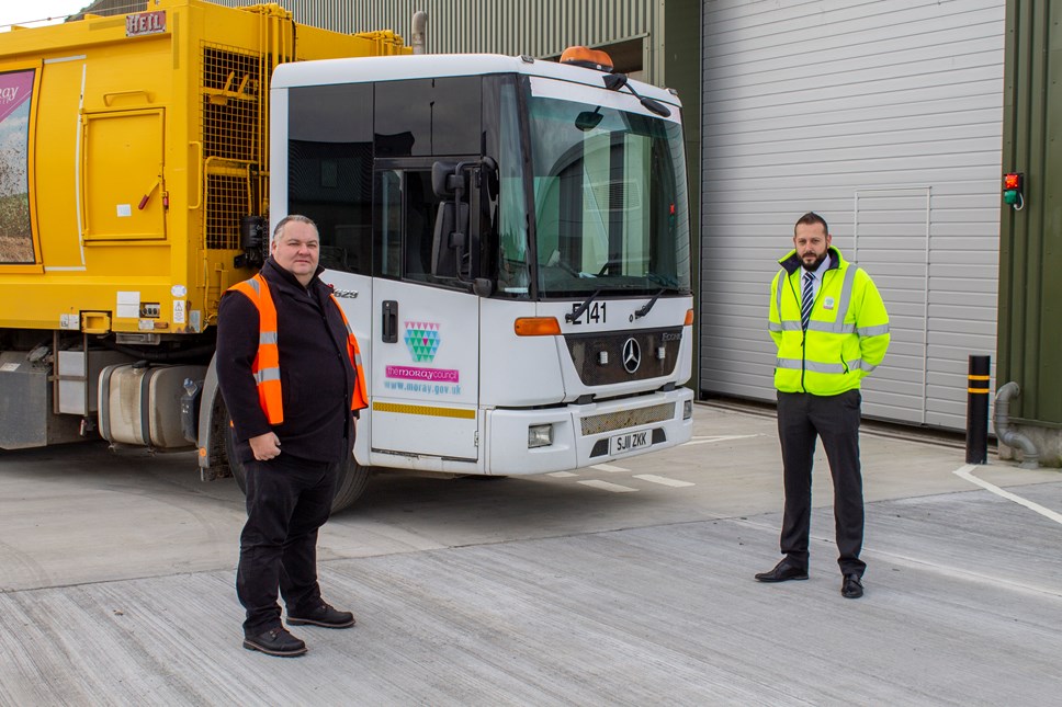 L-R Cllr Graham Leadbitter and Moray Council's Waste Manager, Mike Neary