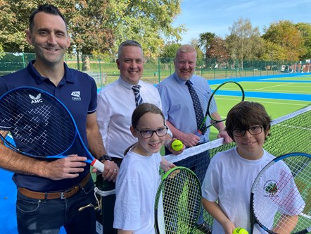 Pupils from Belle Vue school take a look at the upgraded tennis facilities