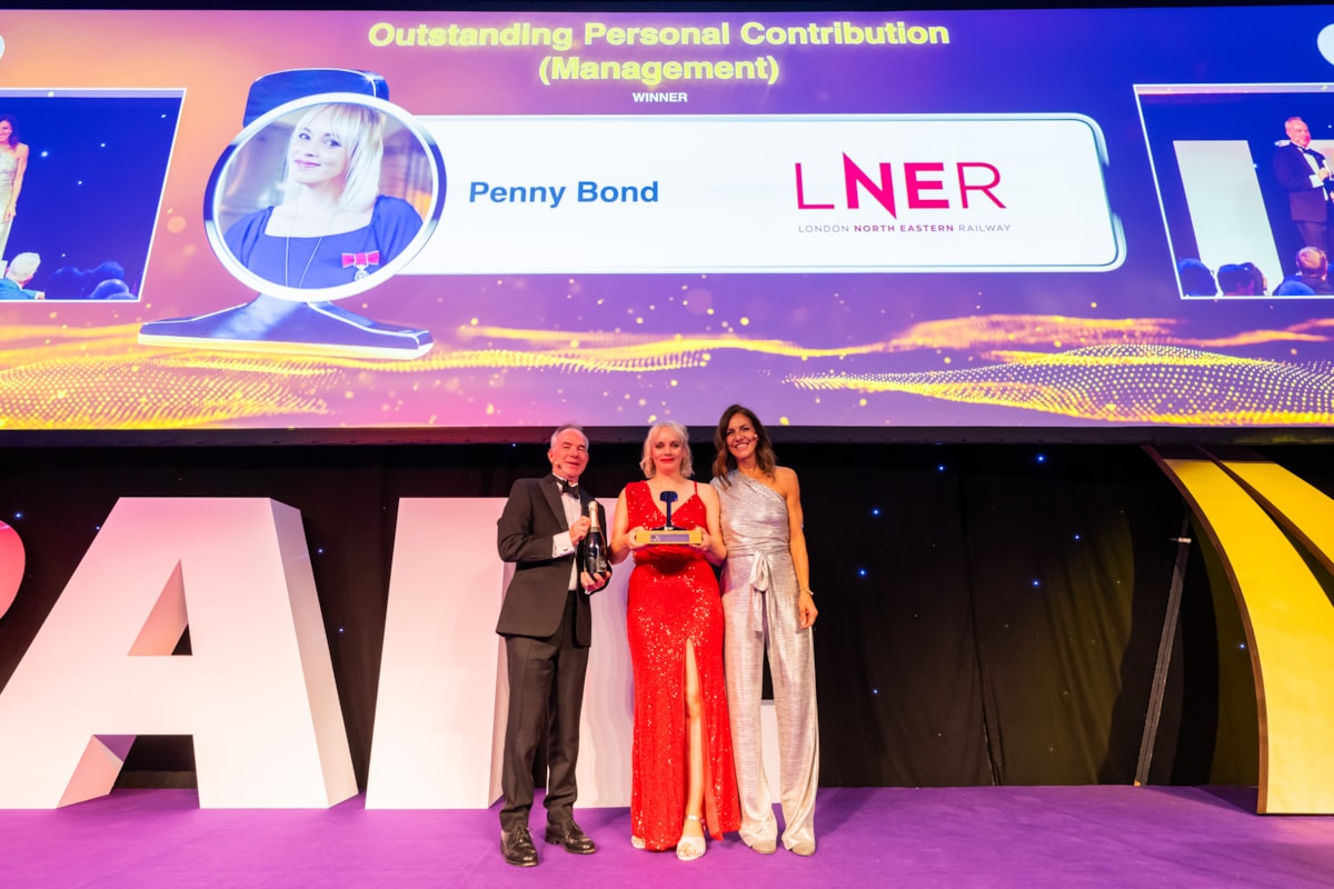 Penny Bond Collects Her Award At National Rail Awards