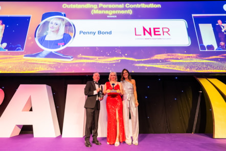 Penny Bond Collects Her Award At National Rail Awards