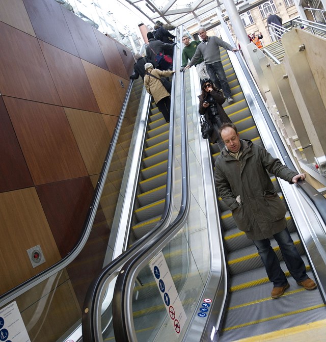 Waverley 4: Passengers using new escalators