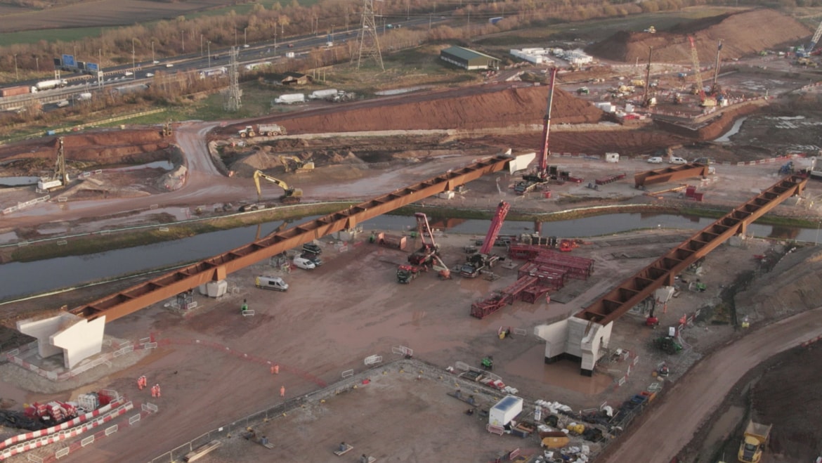 HS2’s River Cole Viaducts take shape in the Delta Junction: River Cole Viaduct segments moved into place