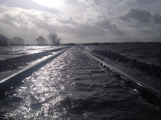 National rail update: 0900: Water covering the railway at Bridgewater - there are actually two tracks here