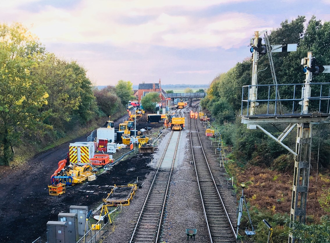 Signalling upgrade of the Wherry lines continues with track works at Brundall junction: NYL Reedham Jct 1