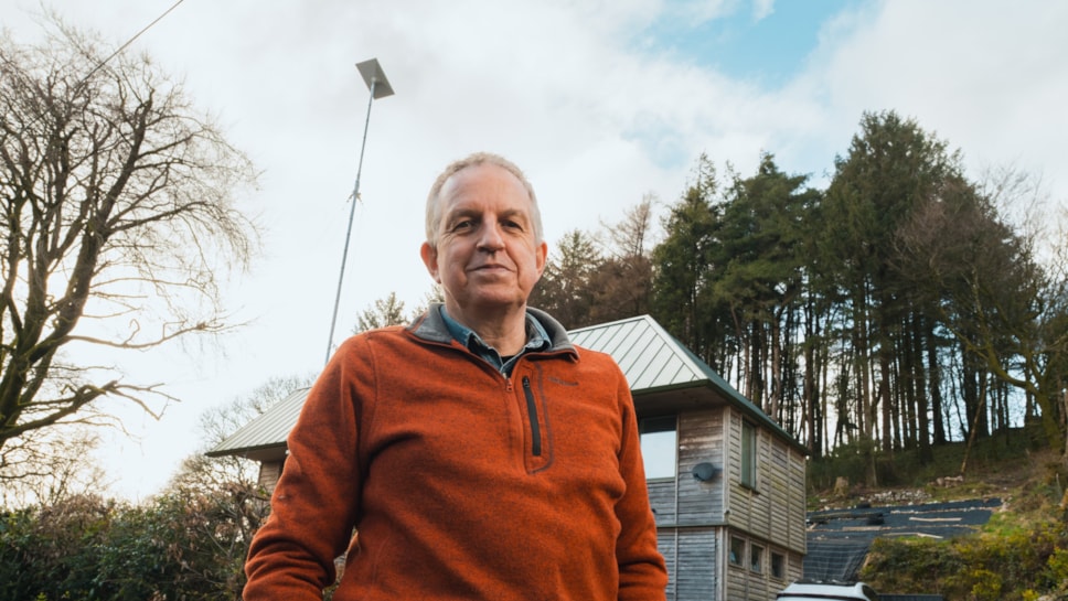 David Hedges at his eco-home in rural Carmarthenshire