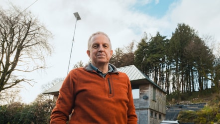 David Hedges at his eco-home in rural Carmarthenshire