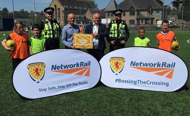 Safety is the goal for Network Rail and Scottish FA football camps: 2 July Falkirk Camp Launchsmall