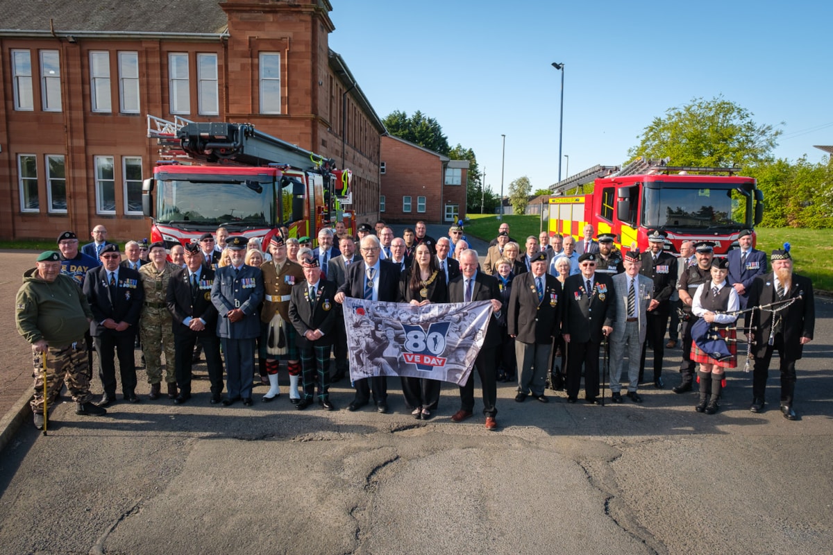 VE Day flag raising ceremony at Council HQ