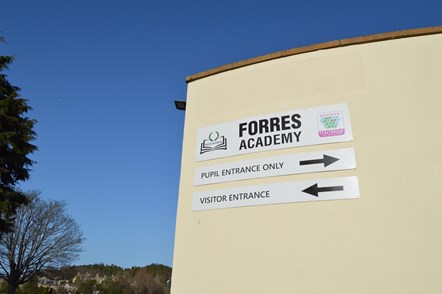 Forres Academy entrance sign