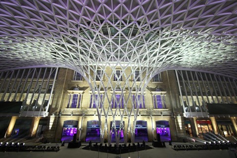 King's Cross station funnel at night