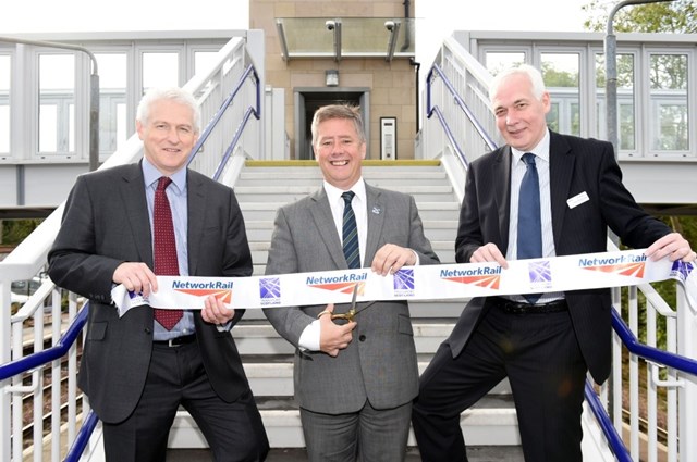 Dunblane opening: Transport minister Keith Brown, centre, with Network Rail route managing director for Scotland, David Dickson, left, and ScotRail managing director Steve Montgomery.