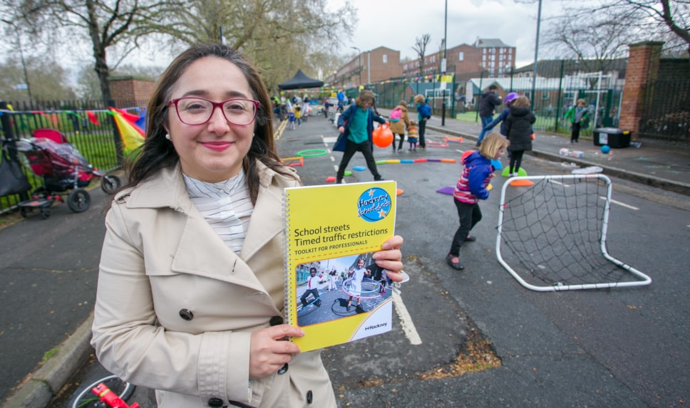Cllr Feryal Demirci, Deputy Mayor of Hackney, with the toolkit