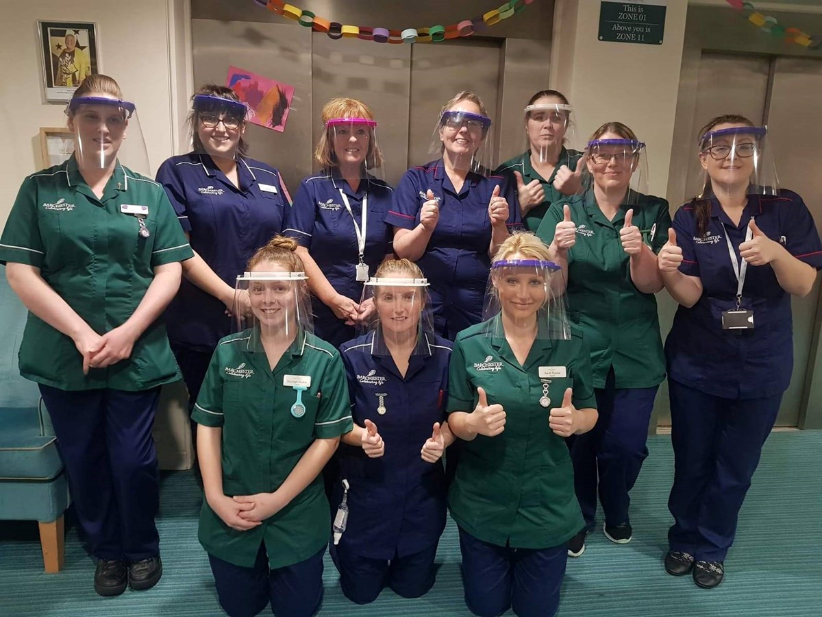 One of the nursing teams to receive the AVMS face shields